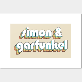 Simon And Garfunkel - Retro Rainbow Typography Faded Style Posters and Art